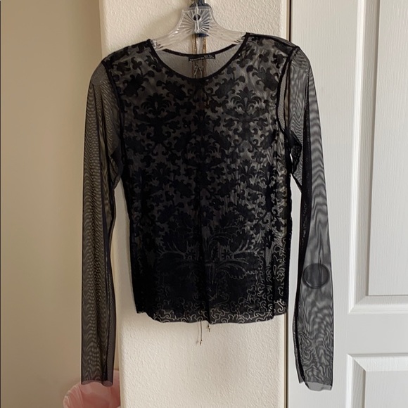 Black long sleeve lace top - Picture 1 of 2